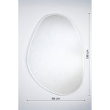 Pure Bevelled Edge Organic Wall Mirror 136cm, a frameless irregular-shaped glass mirror with a bevelled edge, shown with dimensions 136cm by 95cm on a plain white background.