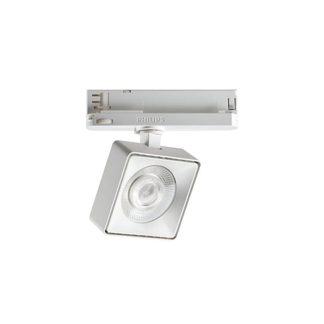 The Helionis LED Track Square Spotlight 22W 3000K in white features a modern square spotlight design, providing energy-efficient and adjustable lighting that is mounted on a track system for versatile applications.