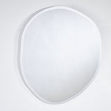 Pure Bevelled Edge Organic Wall Mirror 78cm, frameless glass mirror in a soft irregular pebble shape with a wide bevelled edge, shown against a plain white background.