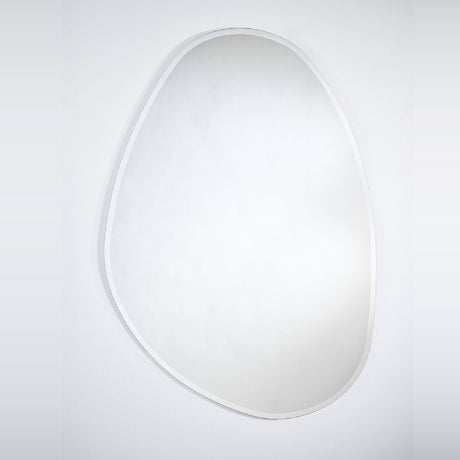 Frameless wall mirror cut to a soft organic outline, with a bevel two centimetres wide following the whole contour.