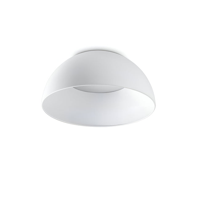 Introducing the Lucidus-1 LED Flush Ceiling Light in white—a minimalist fixture featuring a bowl-shaped design and a smooth matte finish. Perfect for installation on plain white ceilings, this lamp combines modern aesthetics with energy-efficient lighting for a sleek, contemporary look.