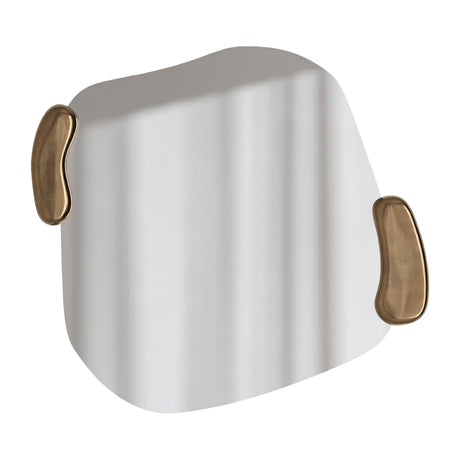 Calco Gold Leaf Sculpted Wall Mirror, 116cm, with an irregular moulded white frame and two organic gold leaf accents at the sides, shown on a plain white background.