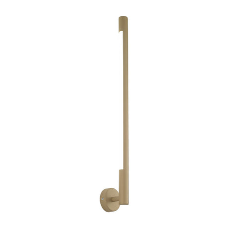 Index Cylinder Wall Light 10cm, a slim vertical LED tube wall fitting in gold-toned metal with a round wall mount base, shown on a plain white background.