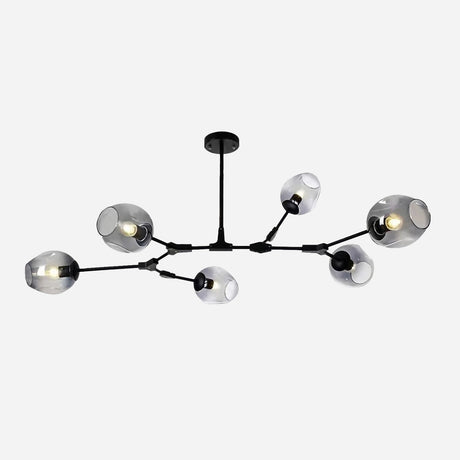 The Tree 6 Light Suspension - Black is a sophisticated modern ceiling light with six adjustable arms resembling a minimalist spider. Each arm concludes with a transparent globe-shaped bulb cover, making it an ideal choice for contemporary spaces desiring an elegant touch.