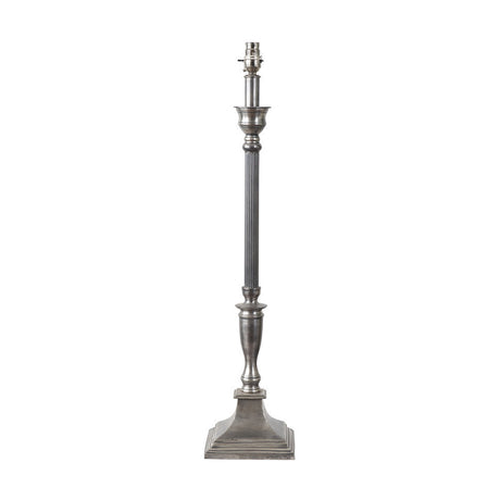 Canterbury Antique Silver Metal Table Lamp with Grey Handloom Shade