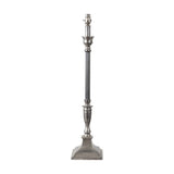 Canterbury table lamp base, 70cm, in antique silver aluminium with a fluted column, urn detail, and stepped square foot, shown on a plain white background.
