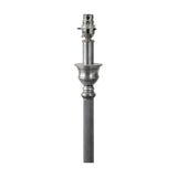 Canterbury table lamp base in antique silver aluminium, 70cm, with fluted column, urn-shaped column detail, and E27 bulb holder, shown on a plain white background.