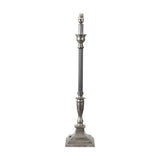 Canterbury Antique Silver Aluminium Table Lamp Base, 70cm, with fluted column, urn-shaped body, and square stepped foot, shown without shade on a plain white background.