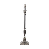 Canterbury table lamp base, 70cm, antique silver aluminium with fluted column and squared stepped base, shown without shade on a plain white background.