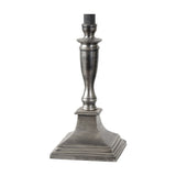 Canterbury Antique Silver Aluminium Table Lamp Base, 70cm, with turned column stem on a square stepped pedestal base, shown on a plain white background.