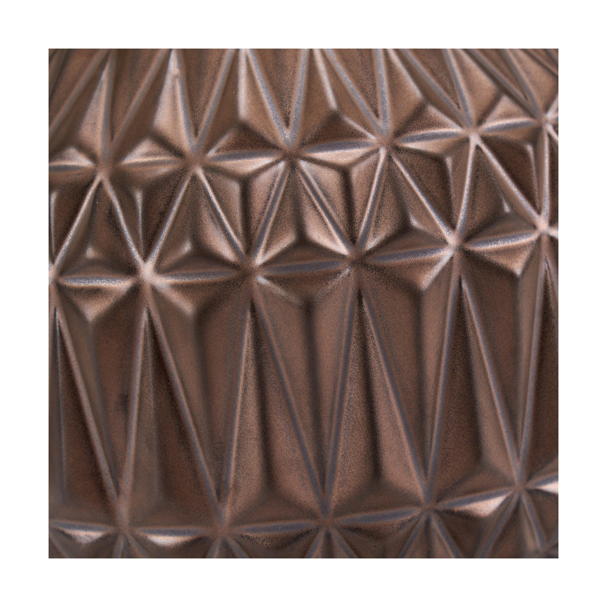 Close-up of the Anneli Bronze Aztec Texture Ceramic Table Lamp base, showing a moulded geometric diamond pattern in a bronze ceramic finish.