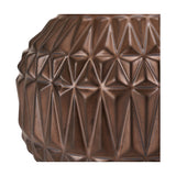 Close-up of the Anneli Bronze Aztec Texture Ceramic Table Lamp base, showing a geometric triangular pattern moulded into the bronze ceramic surface.