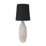 Ulla Monochrome Cream Organic Ceramic Table Lamp, 51cm, with a textured cream ceramic base and black tapered fabric shade, shown on a plain white background.