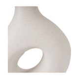 Close-up of the Ulla Monochrome Cream Organic Ceramic Table Lamp base showing its speckled cream finish and organic cut-out detail against a plain white background.