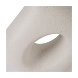Close-up of the Ulla Monochrome Cream Organic Ceramic Table Lamp, showing the speckled cream ceramic surface with a curved cut-out detail.
