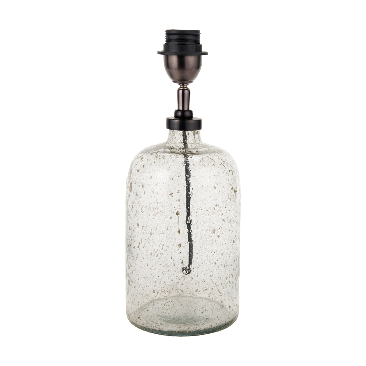 Ophelia Small Grey Bubble Glass Table Lamp Base, 32cm, with a speckled glass body and dark bronze fitting, shown on a plain white background.