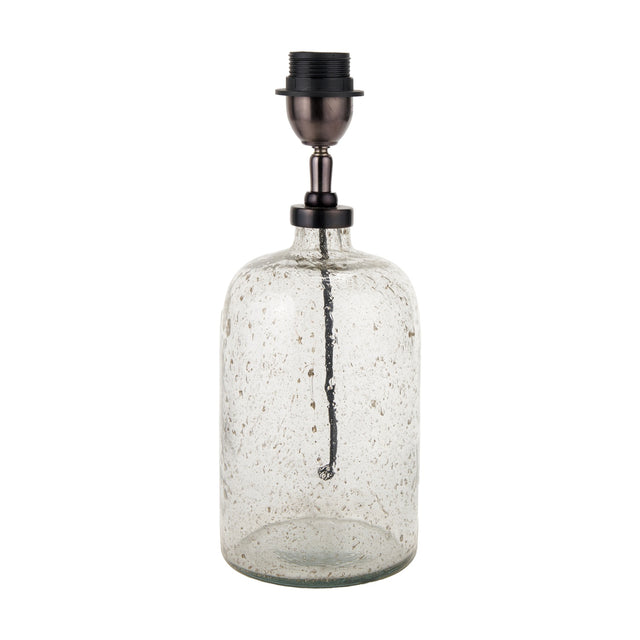 Ophelia Small Grey Bubble Glass Table Lamp Base, 32cm, with a speckled glass body and dark bronze fitting, shown on a plain white background.