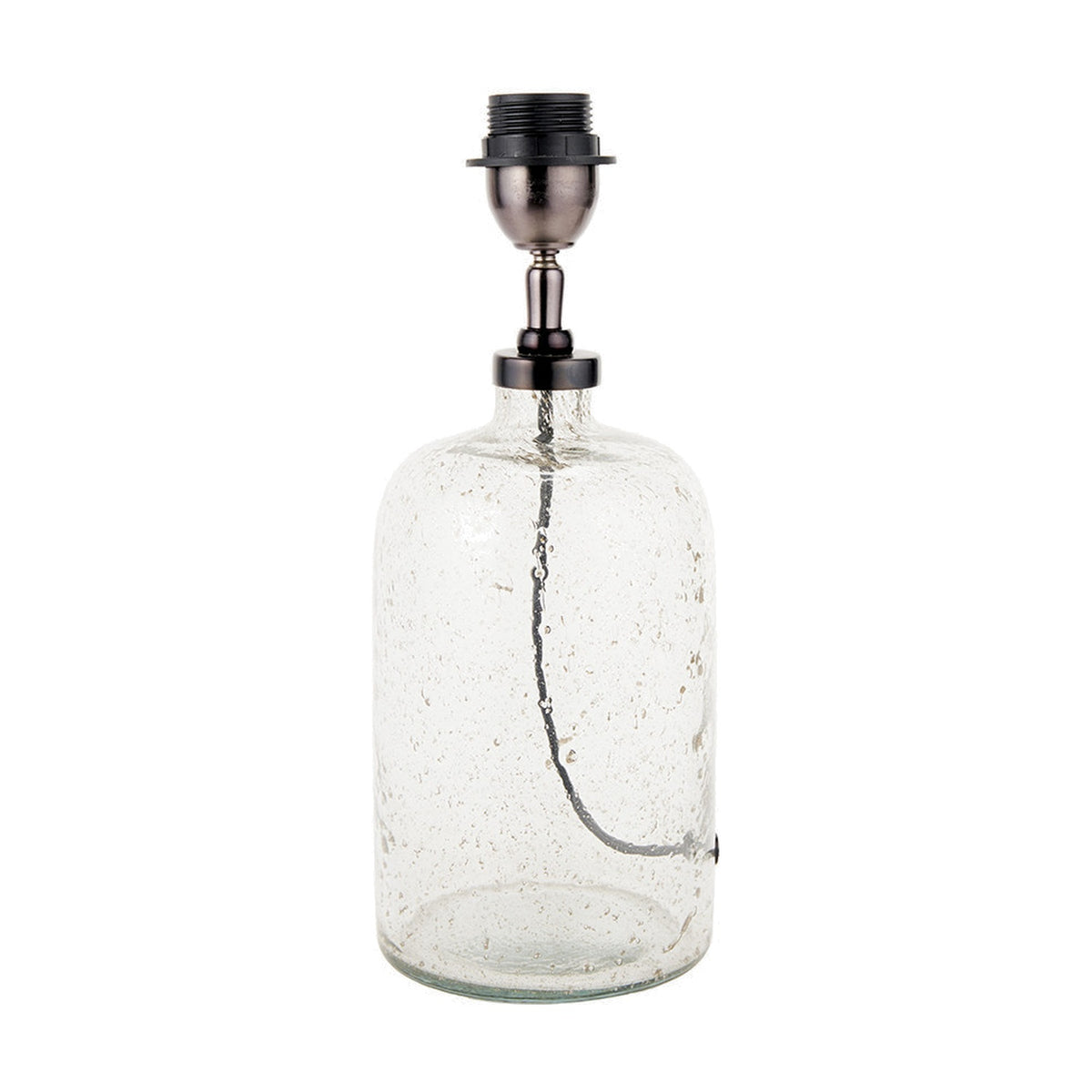 Ophelia Small Grey Bubble Glass Table Lamp Base, 32cm, with textured bubbled glass body and gunmetal fittings, shown on a plain white background.