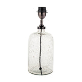 Ophelia Small Grey Bubble Glass Table Lamp Base, 32cm, with cylindrical textured glass body and gunmetal fitting, shown on a plain white background.