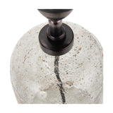 Ophelia Small Grey Bubble Glass Table Lamp Base, close-up of textured glass body with dark speckling and bronze-finish neck fitting, on a white background.