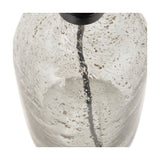 Close-up of the Ophelia Small Grey Bubble Glass Table Lamp Base, 32cm, showing textured bubble glass with a dark metal neck fitting on a white background.