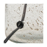Close-up of the Ophelia Small Grey Bubble Glass Table Lamp Base showing the textured bubble glass body with black cable exiting through a rubber grommet fitting.