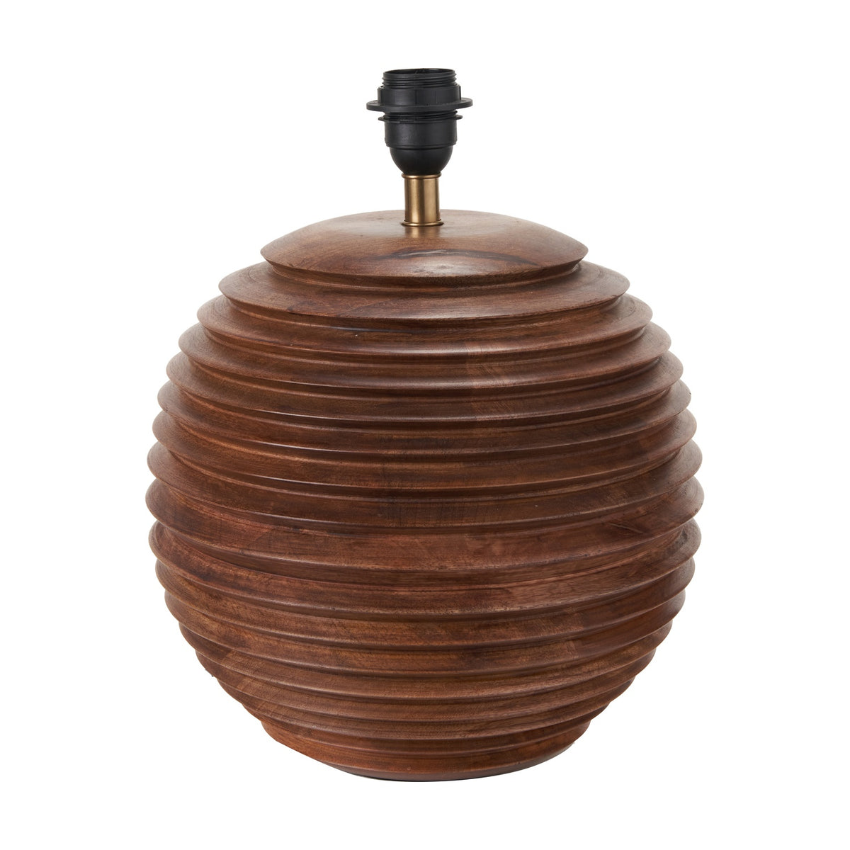 Pembury Brown Wash Large Turned Wood Table Lamp Base - 38cm