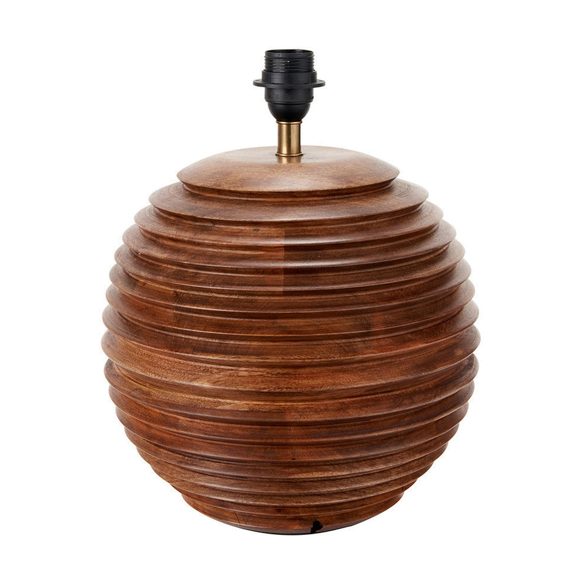 Pembury Brown Wash Large Turned Wood Table Lamp Base - 38cm