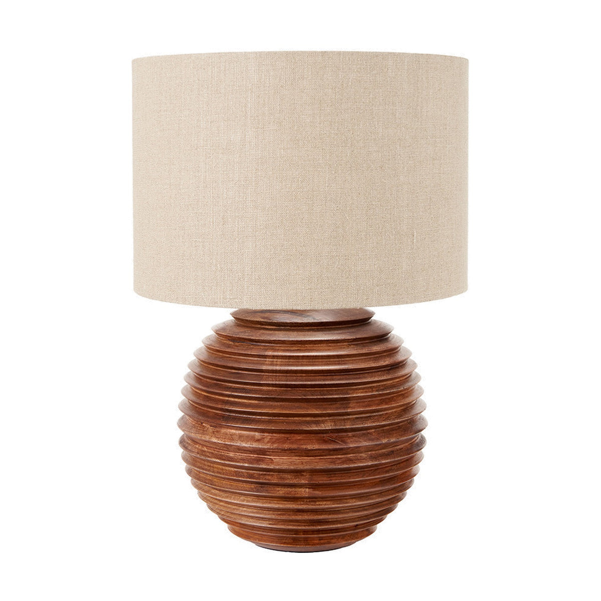 Pembury Brown Wash Large Turned Wood Table Lamp Base - 38cm