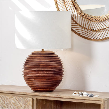 Pembury Brown Wash Large Turned Wood Table Lamp Base - 38cm