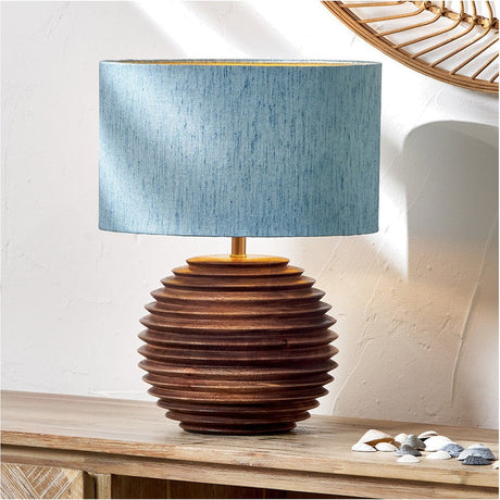 Pembury Brown Wash Turned Wood Table Lamp Base - 27cm