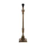 Canterbury Antique Brass Table Lamp Base, 70cm, with fluted column, turned details, and stepped square foot, on a plain white background.