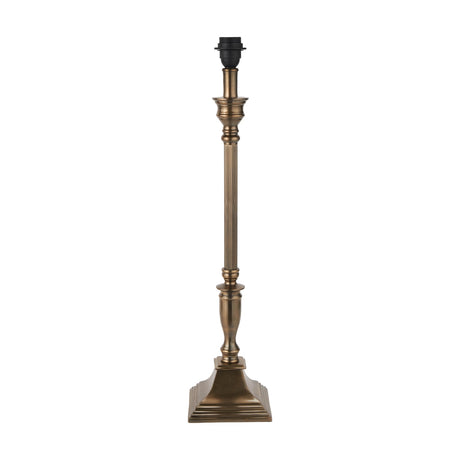 Canterbury Antique Brass Table Lamp Base, 70cm, with fluted column, turned details, and stepped square foot, on a plain white background.