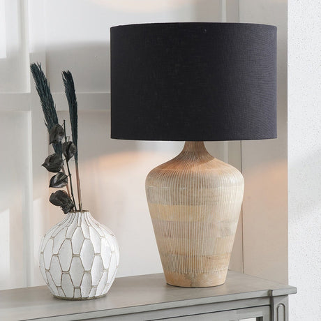 Taika White Wash Textured Wood Table Lamp Base - 42cm