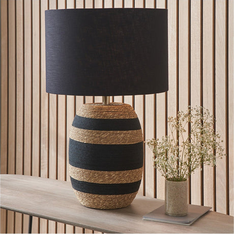 Kalutara Black & Natural Sea Grass Tall Table Lamp Base - 43cm