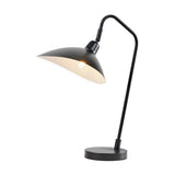 Toulon Black Iron Task Table Lamp, 50cm, with an angled arm, wide dome shade, and round base on a plain white background.