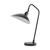 Toulon Black Iron Task Table Lamp, 50cm, with an angled arm, cone-shaped shade over a bulb, and round base, shown on a plain white background.