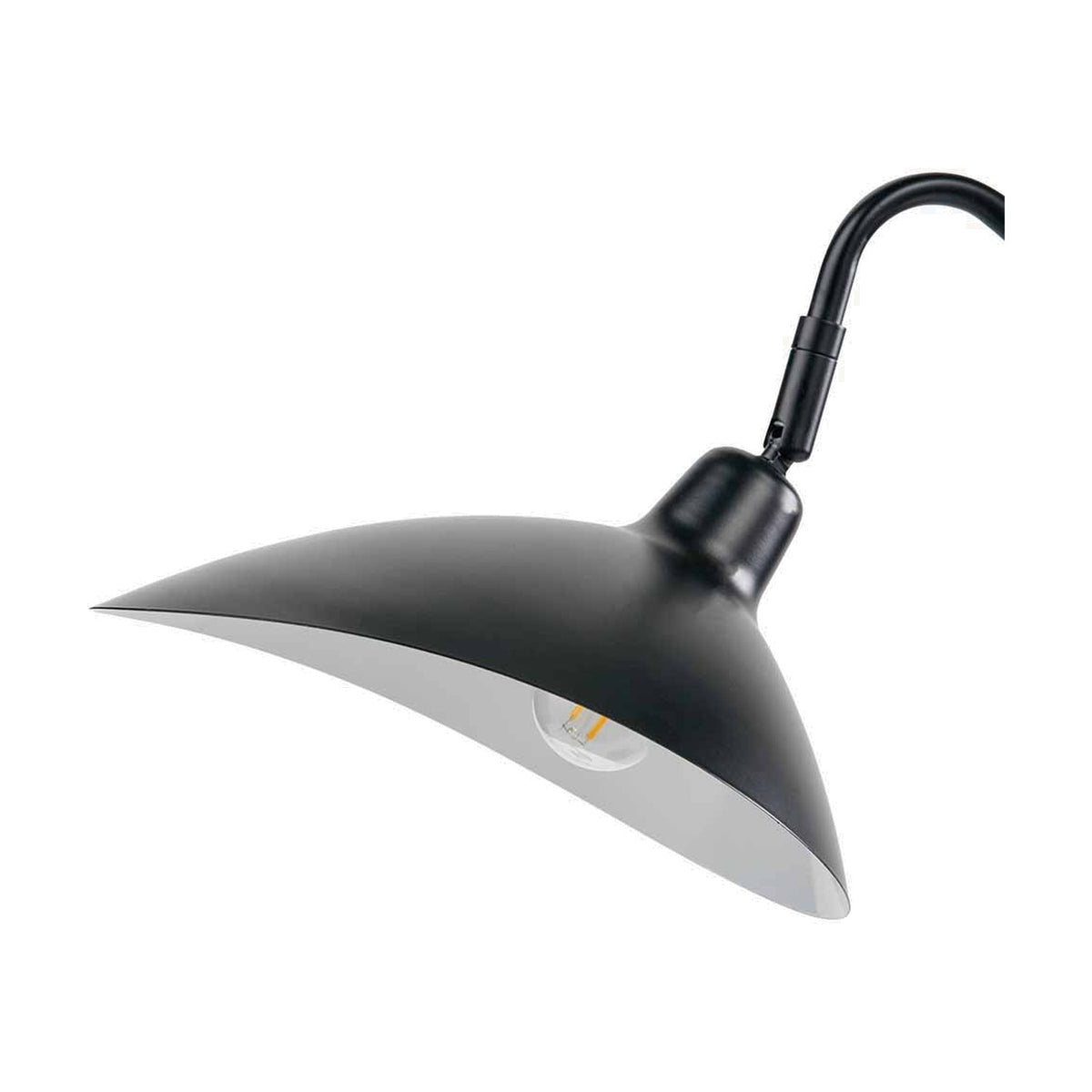 Toulon Black Iron Task Table Lamp, 50cm, with an angled black metal shade and gooseneck arm over a bulb, shown on a plain white background.