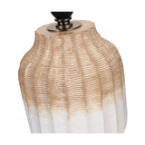 Amalia Natural Textured Stoneware Table Lamp with Ivory Cotton Cylinder Shade