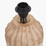 Amalia Natural Textured Stoneware Table Lamp with Ivory Cotton Cylinder Shade