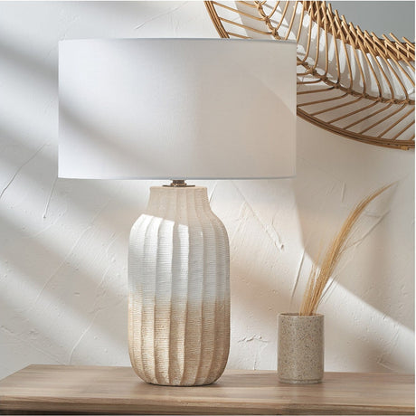Amalia Natural Ombre Textured Stoneware Tall Table Lamp Base - 37cm