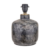 Vulcan Textured Volcanic Effect Grey Small Stoneware Table Lamp Base with a rounded ceramic body and black bulb holder fitting, shown on a plain white background.