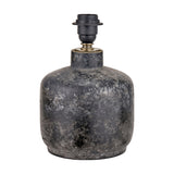 Vulcan Textured Volcanic Effect Grey Small Stoneware Table Lamp Base with rounded ceramic body and black bulb holder, shown on a plain white background.