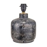 Vulcan Textured Volcanic Effect Grey Small Stoneware Table Lamp Base with black E27 fitting and brass collar, rounded ceramic body on a plain white background.