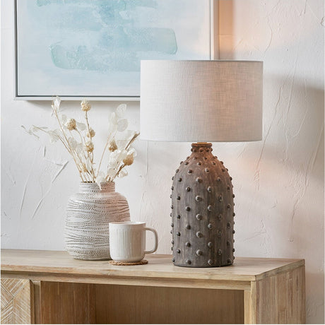 Kali Textured Dot Grey Stoneware Table Lamp Base - 37cm