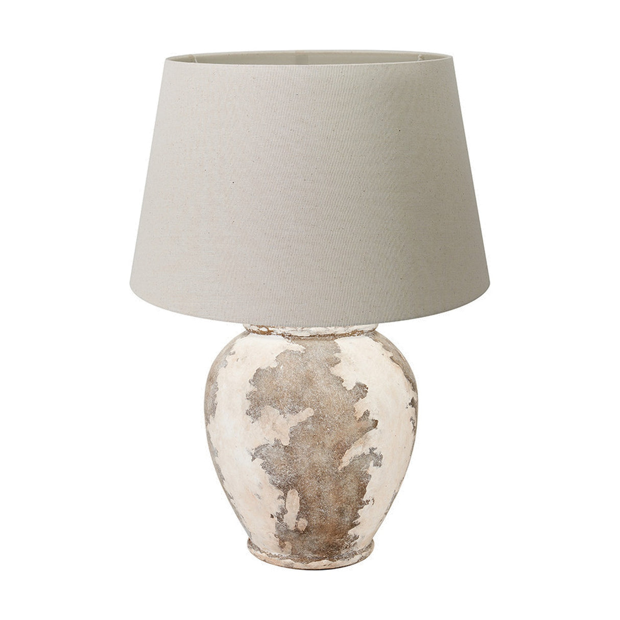 Lulia Antique Finish Stoneware Urn Table Lamp with Cream Calico Shade