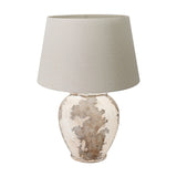 Lulia Antique Finish Stoneware Urn Table Lamp with Cream Calico Shade