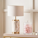 Carrara Stone Effect Ceramic Table Lamp - 48cm