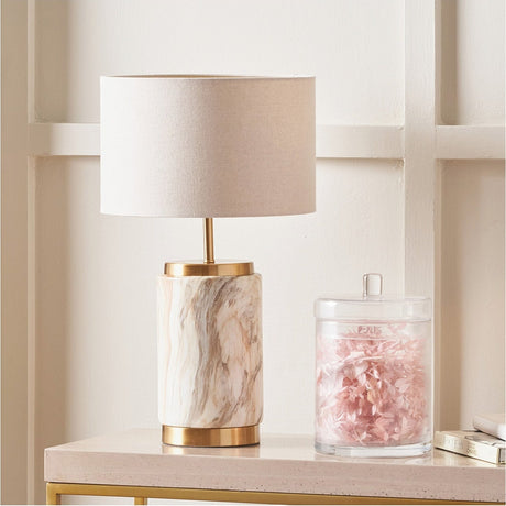 Carrara Stone Effect Ceramic Table Lamp - 48cm
