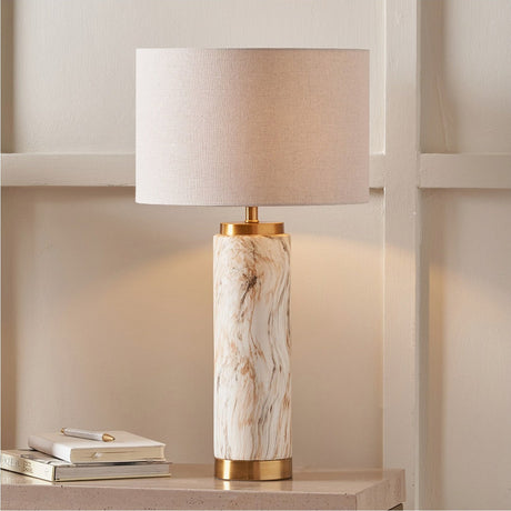 Carrara Stone Effect Ceramic Tall Table Lamp - 55cm